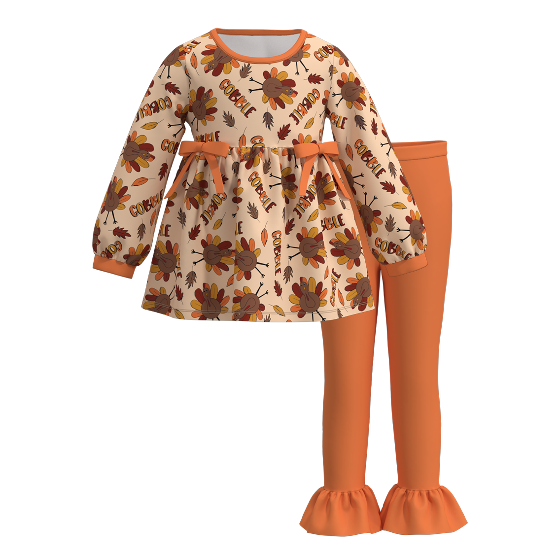 (Pre Order)Girls Thanksgiving Print Outfit Set