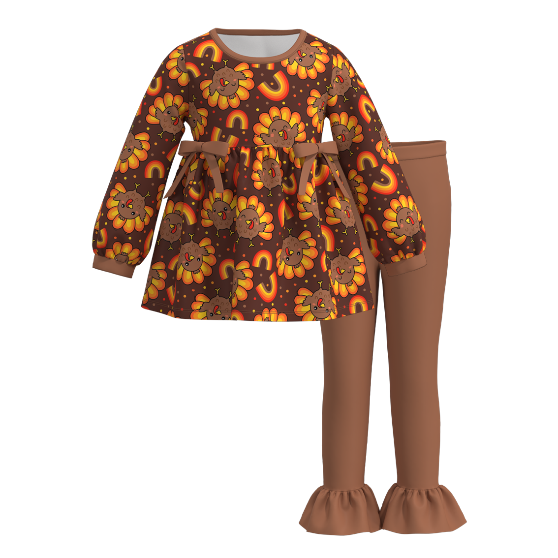 (Pre Order)Girls Thanksgiving Print Outfit Set