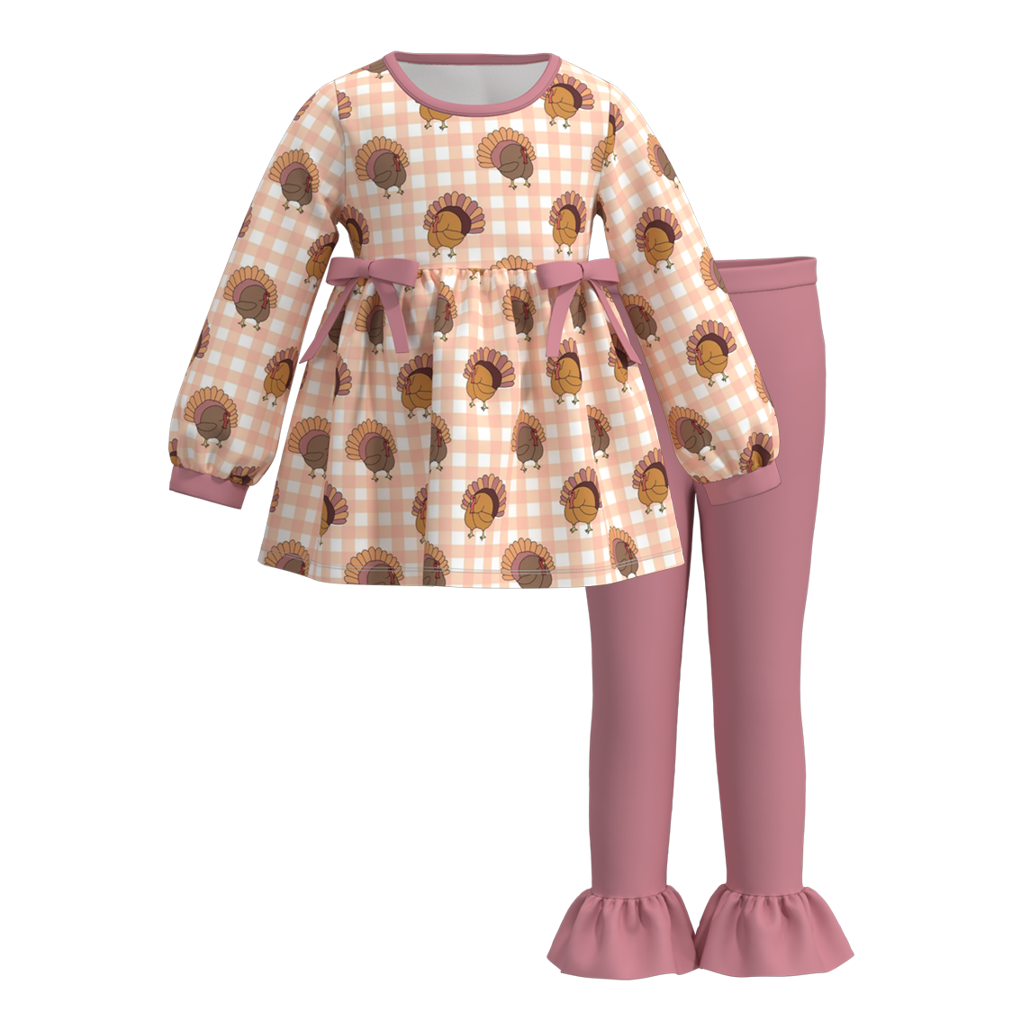 (Pre Order)Girls Thanksgiving Print Outfit Set