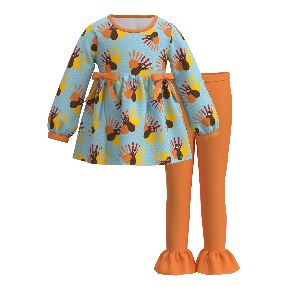 (Pre Order)Girls Thanksgiving Print Outfit Set