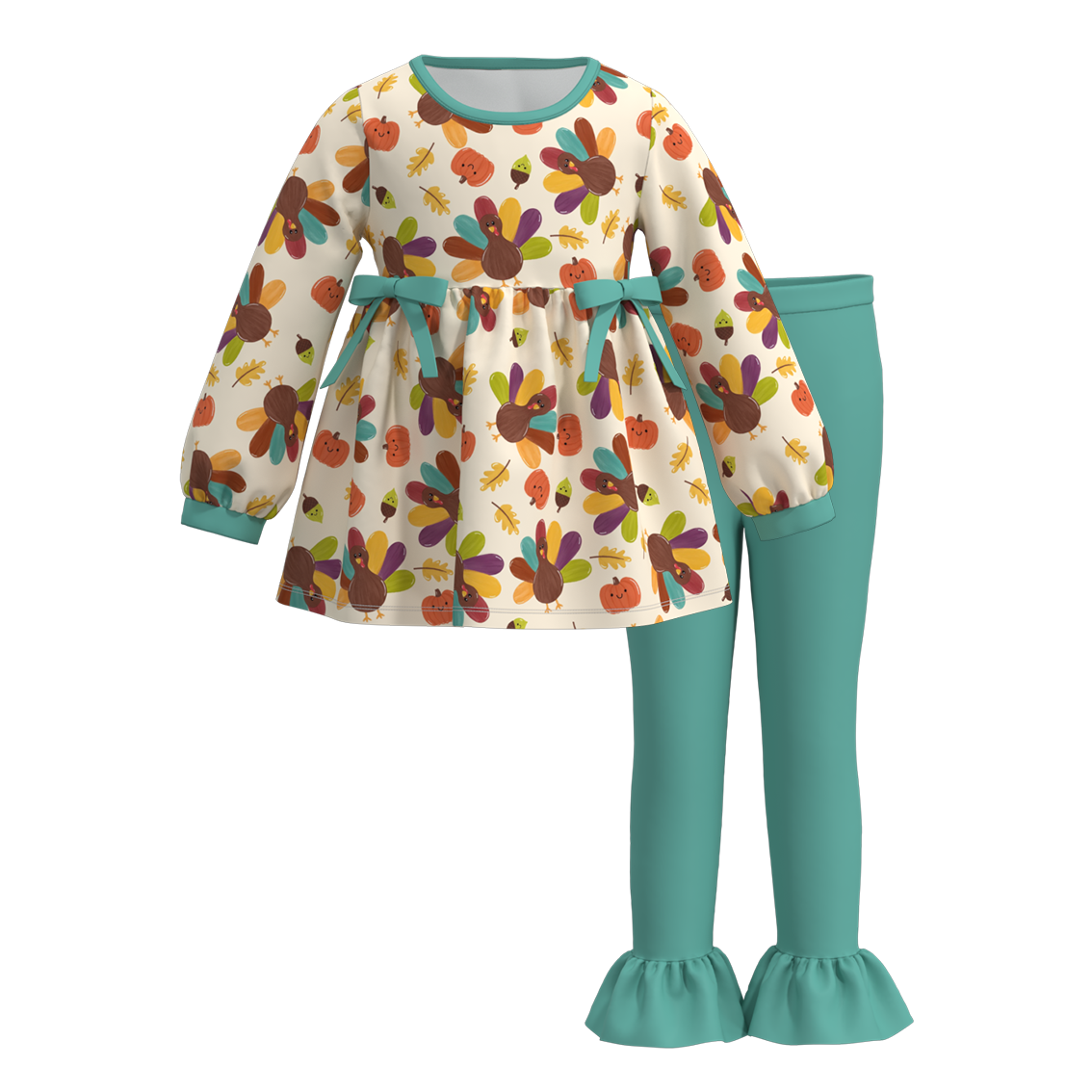 (Pre Order)Girls Thanksgiving Print Outfit Set
