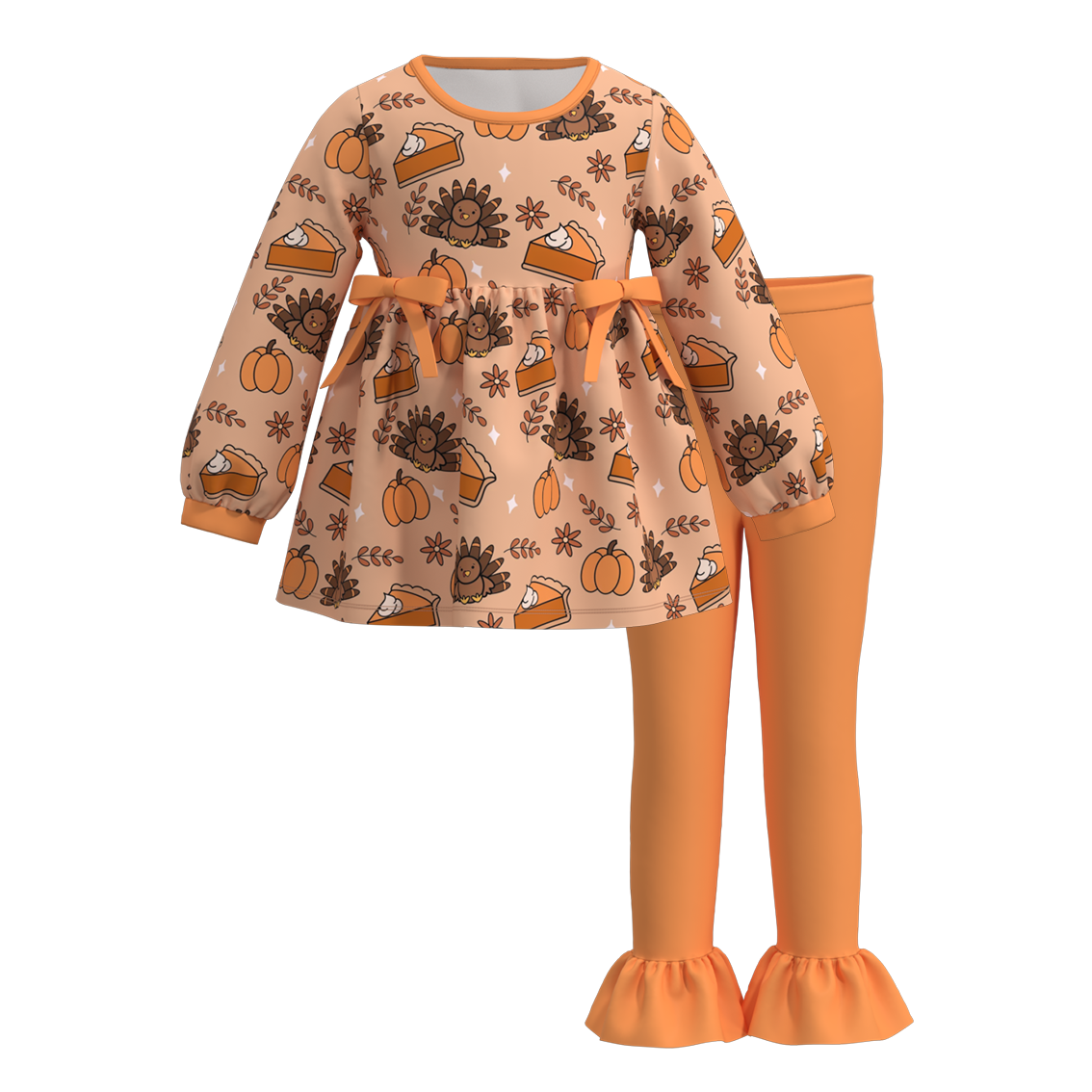 (Pre Order)Girls Thanksgiving Print Outfit Set