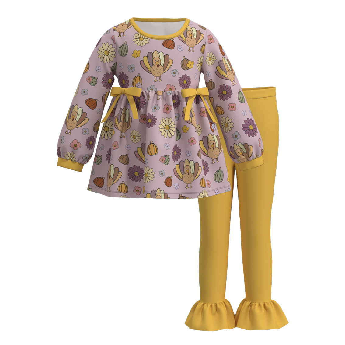 (Pre Order)Girls Thanksgiving Print Outfit Set