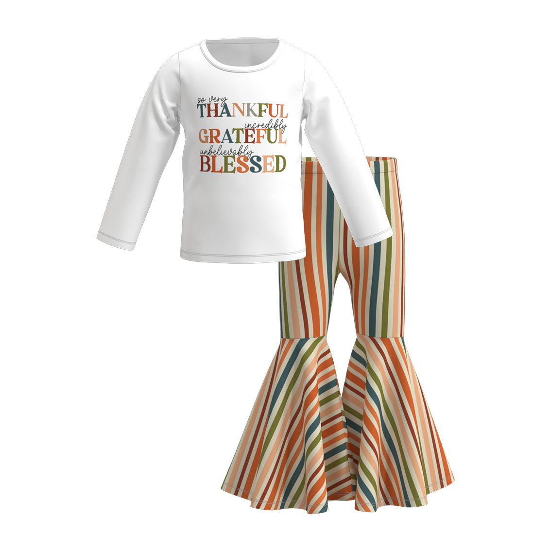 (Pre Order)Girls Thanksgiving Print Outfit Set