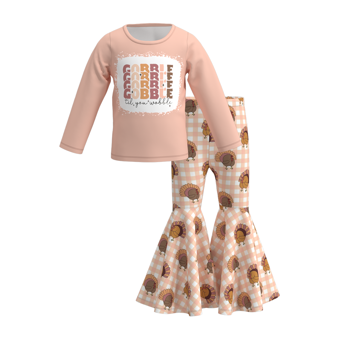 (Pre Order)Girls Thanksgiving Print Outfit Set