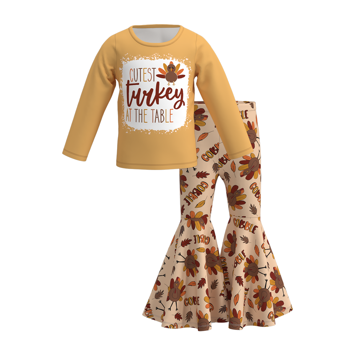 (Pre Order)Girls Thanksgiving Print Outfit Set