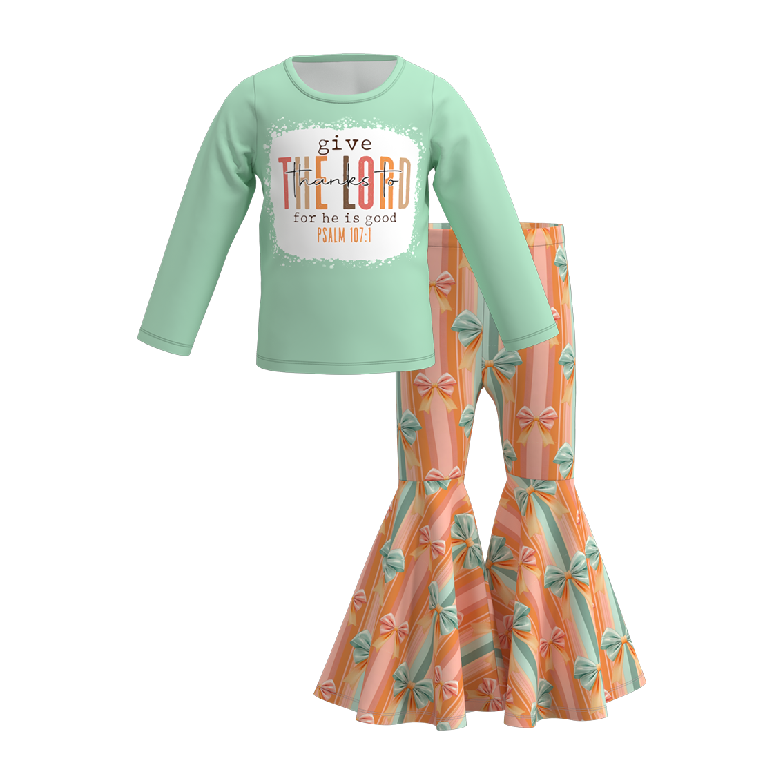 (Pre Order)Girls Thanksgiving Print Outfit Set