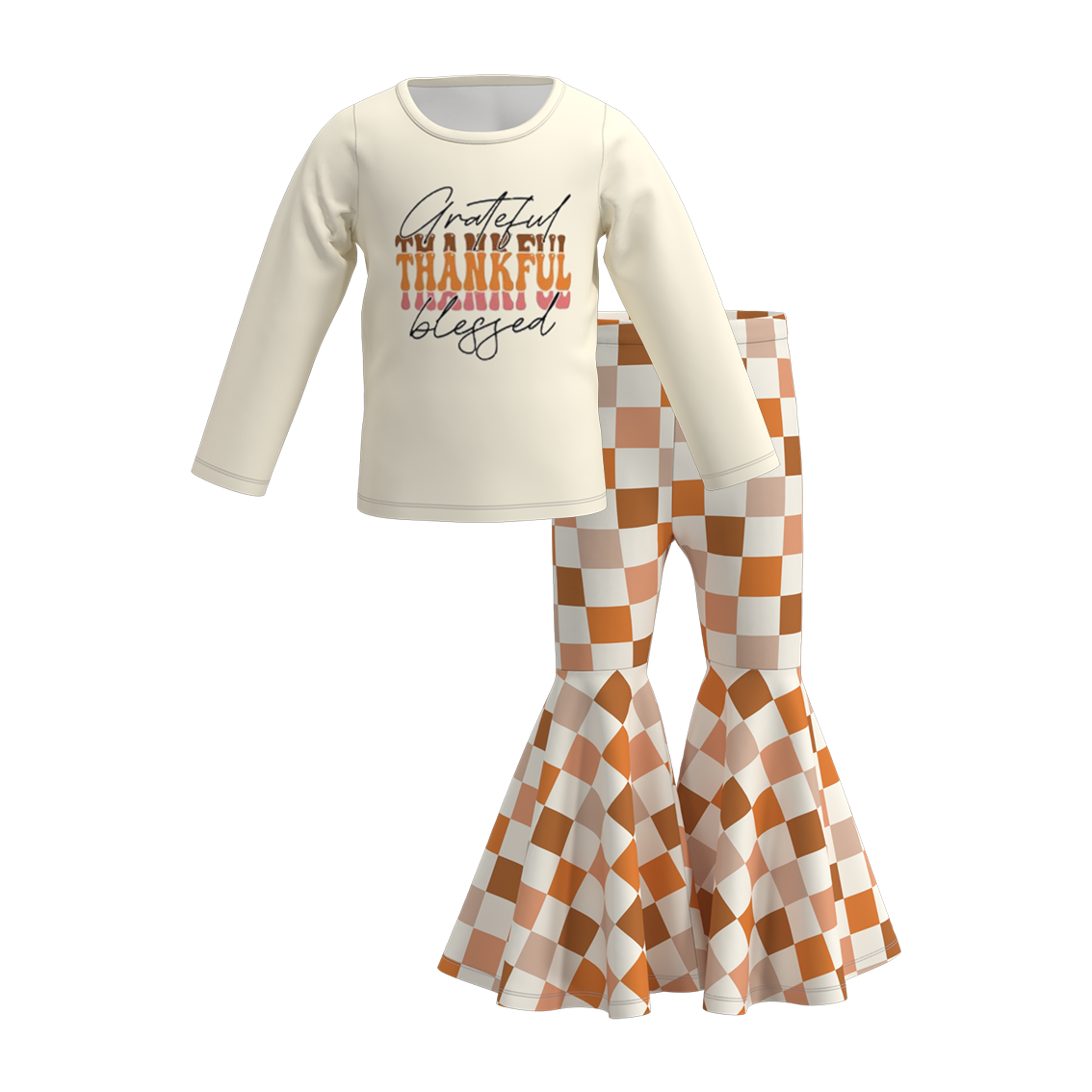 (Pre Order)Girls Thanksgiving Print Outfit Set