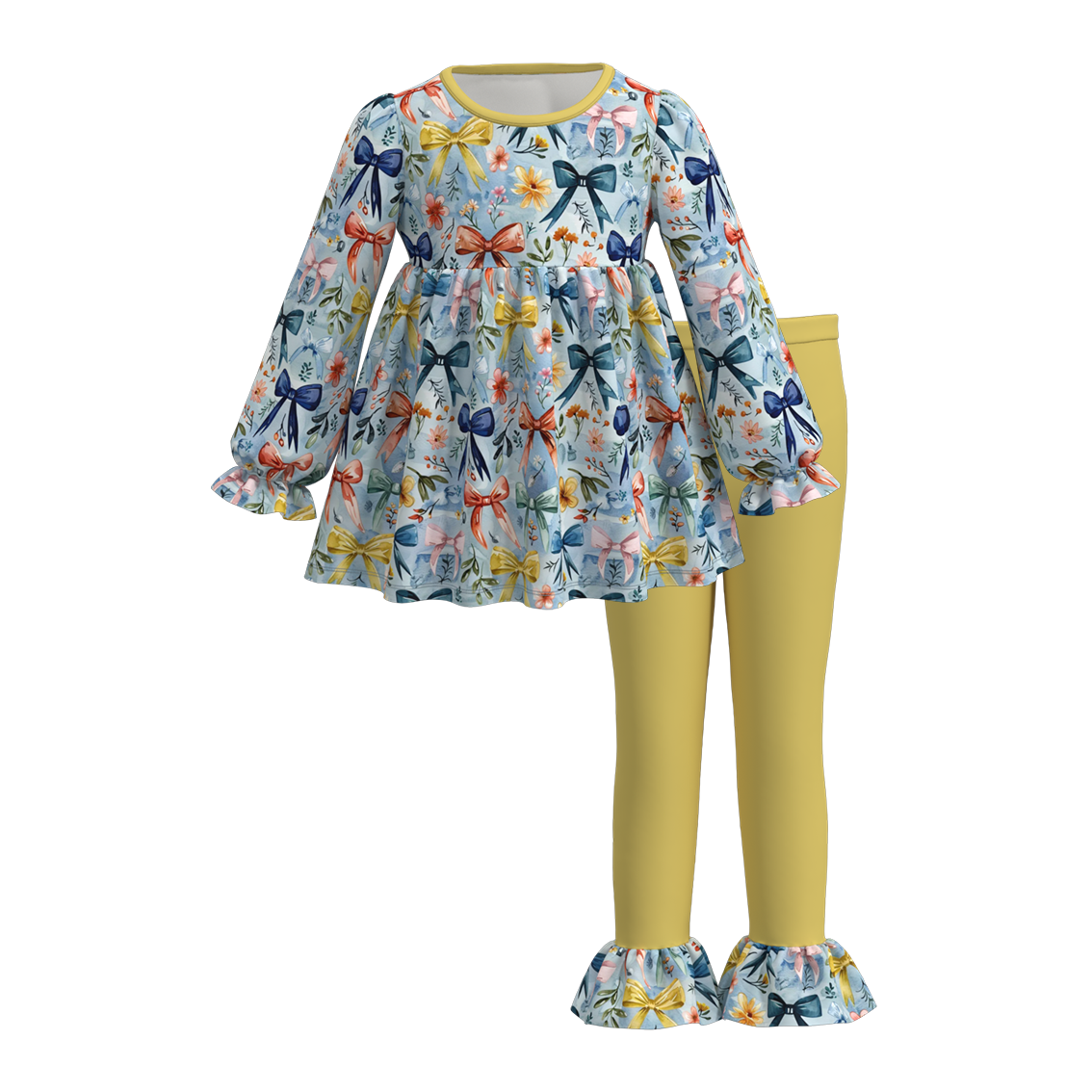 (Pre Order)Girls Fall and Winter Basic Print Outfit Set