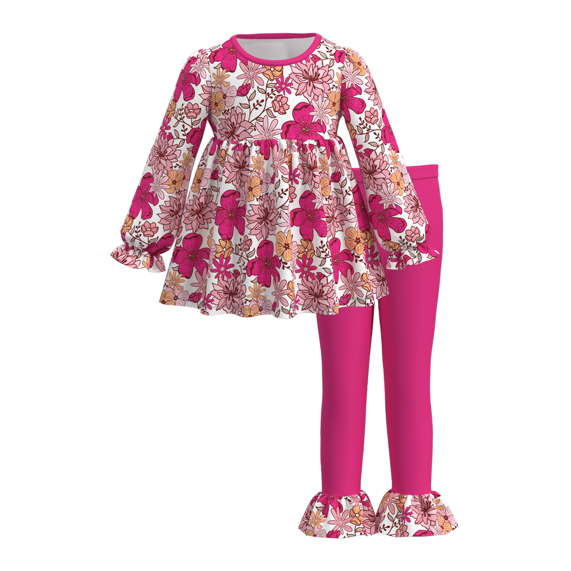 (Pre Order)Girls Fall and Winter Basic Print Outfit Set