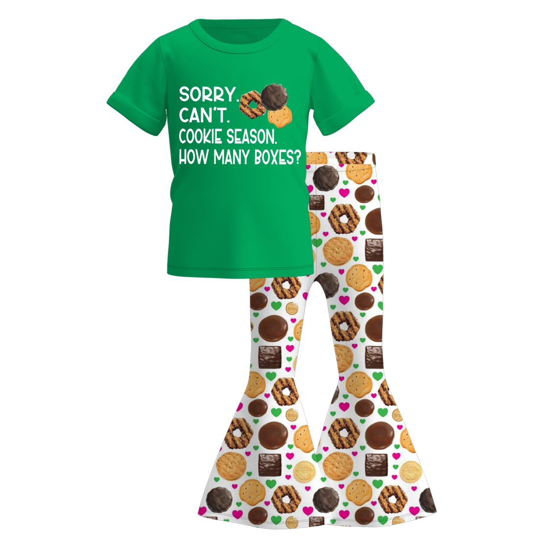(Pre Order)Girls Scout Cookie Print Outfit Set