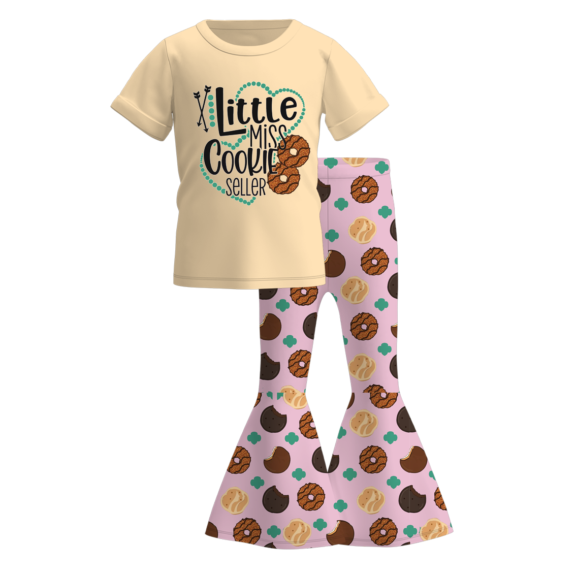 (Pre Order)Girls Scout Cookie Print Outfit Set