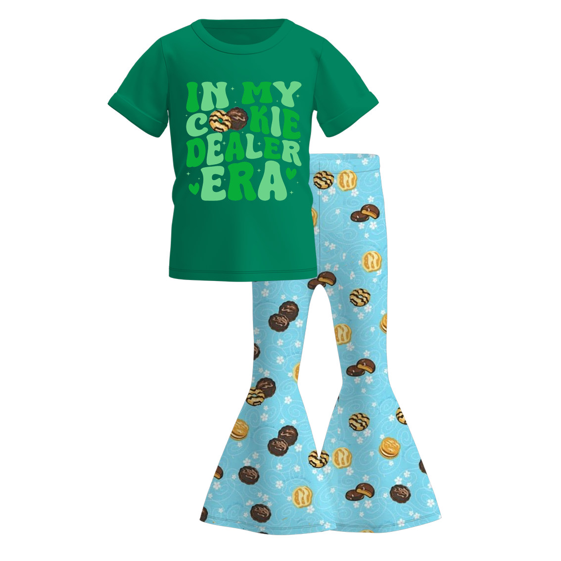 (Pre Order)Girls Scout Cookie Print Outfit Set