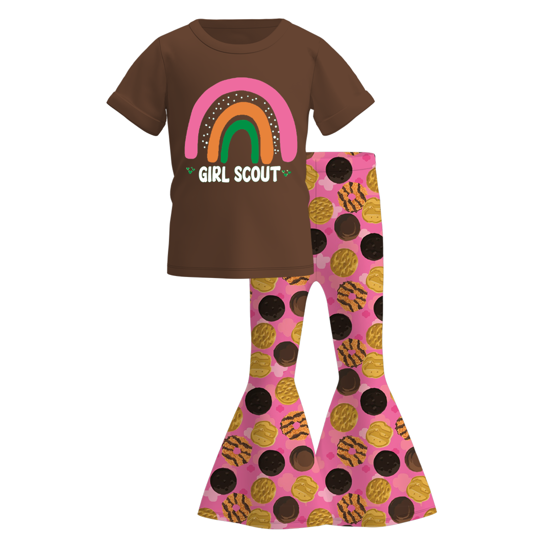 (Pre Order)Girls Scout Cookie Print Outfit Set