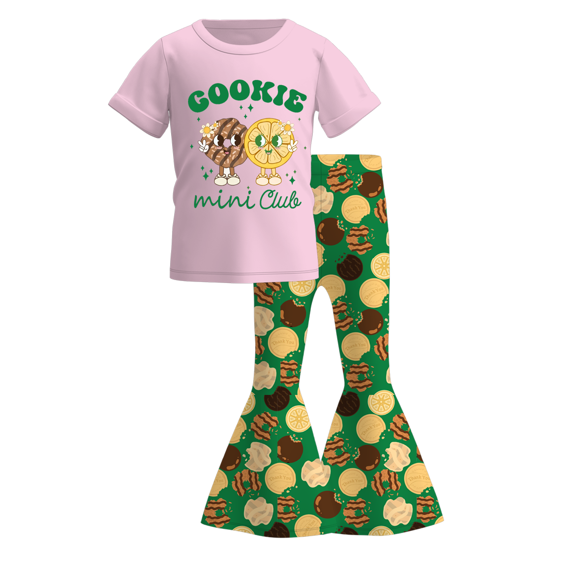 (Pre Order)Girls Scout Cookie Print Outfit Set