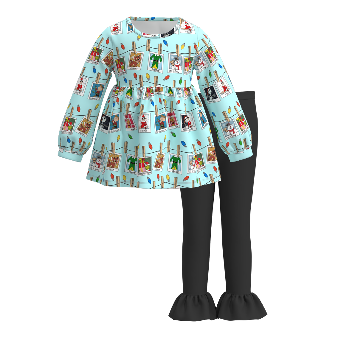 (Pre Order)Girls Christmas Print Outfit Set