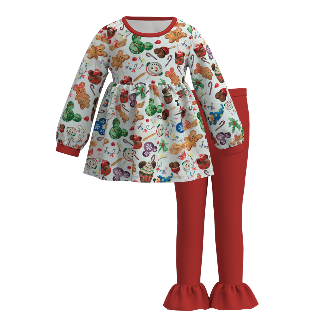 (Pre Order)Girls Christmas Print Outfit Set