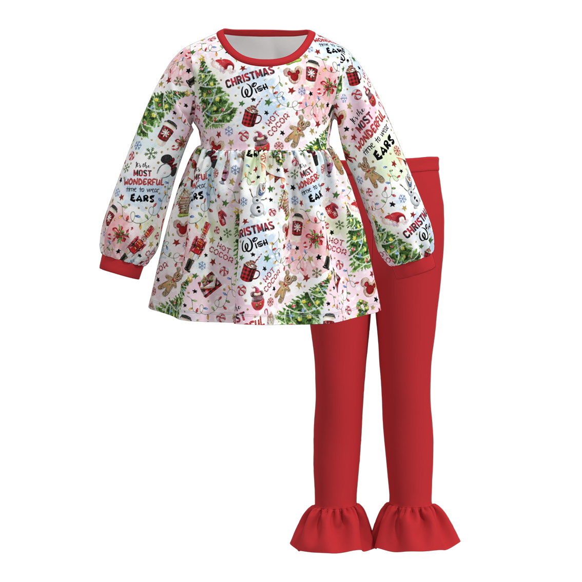 (Pre Order)Girls Christmas Print Outfit Set
