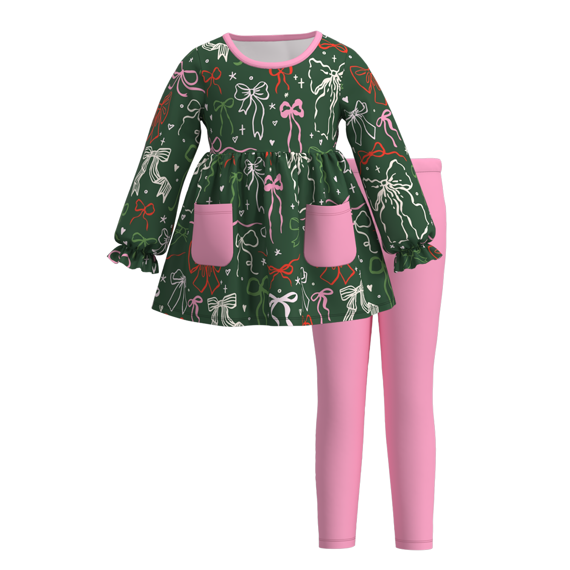 (Pre Order)Girls Christmas Print Outfit Set