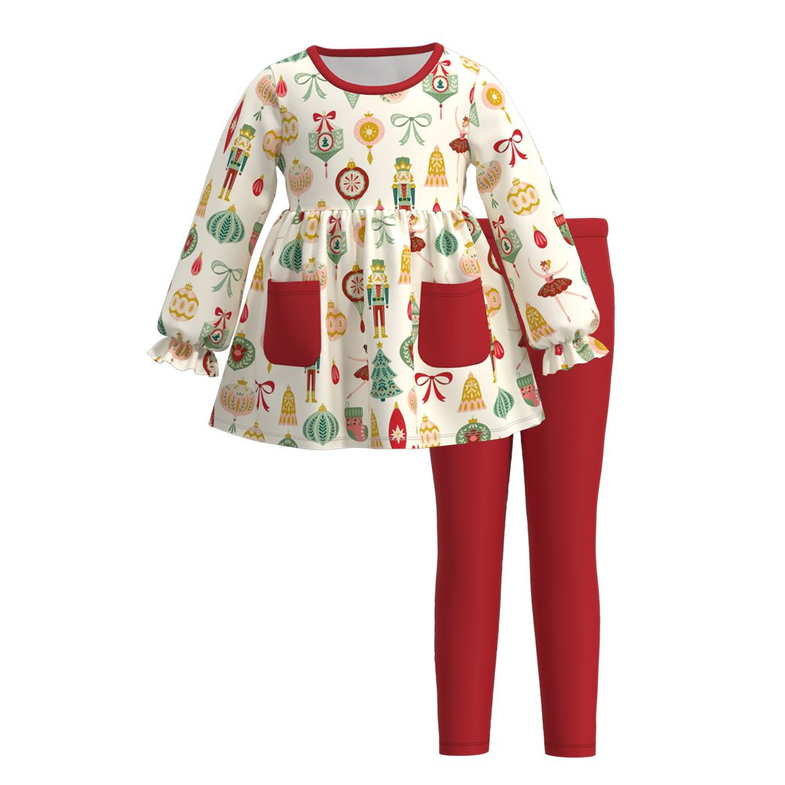 (Pre Order)Girls Christmas Print Outfit Set