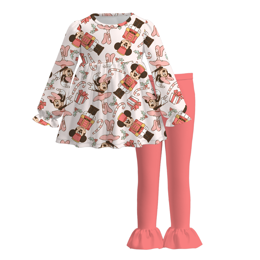 (Pre Order)Girls Christmas Nutcracker Print Outfit Set
