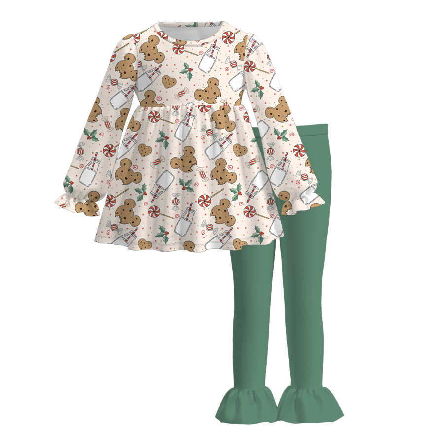 (Pre Order)Girls Christmas Nutcracker Print Outfit Set