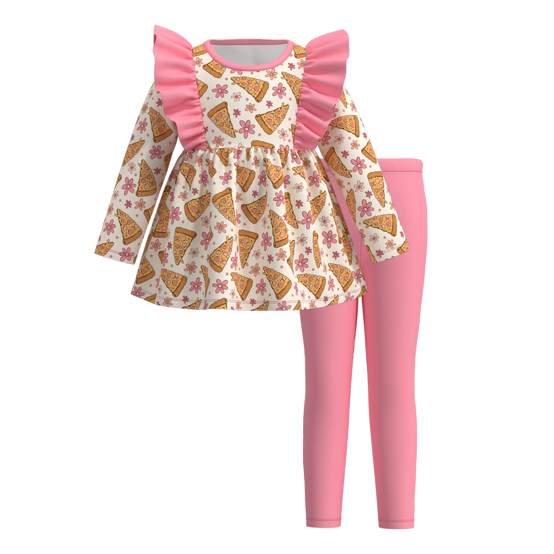 (Pre Order)Girls Valentine's Day Cartoon Print Outfit Set