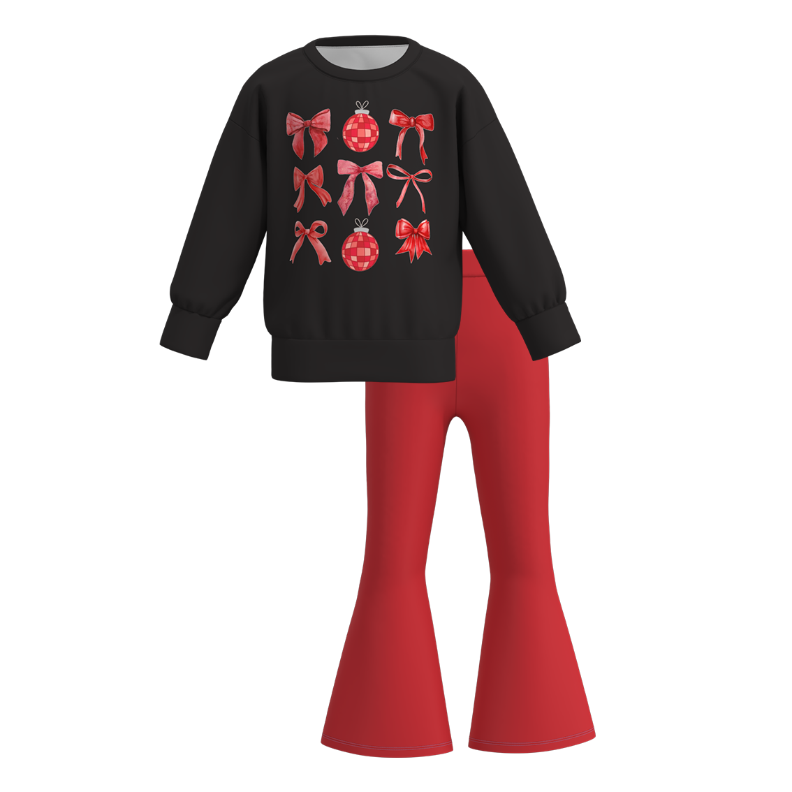 (Pre Order)Girls Valentine's Day Print Sweatshirt Bell Pants Set