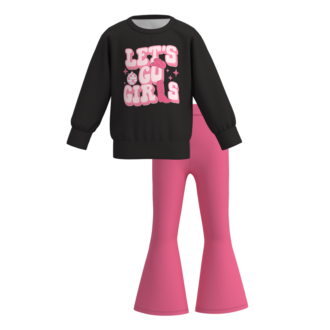 (Pre Order)Girls Valentine's Day Print Sweatshirt Bell Pants Set