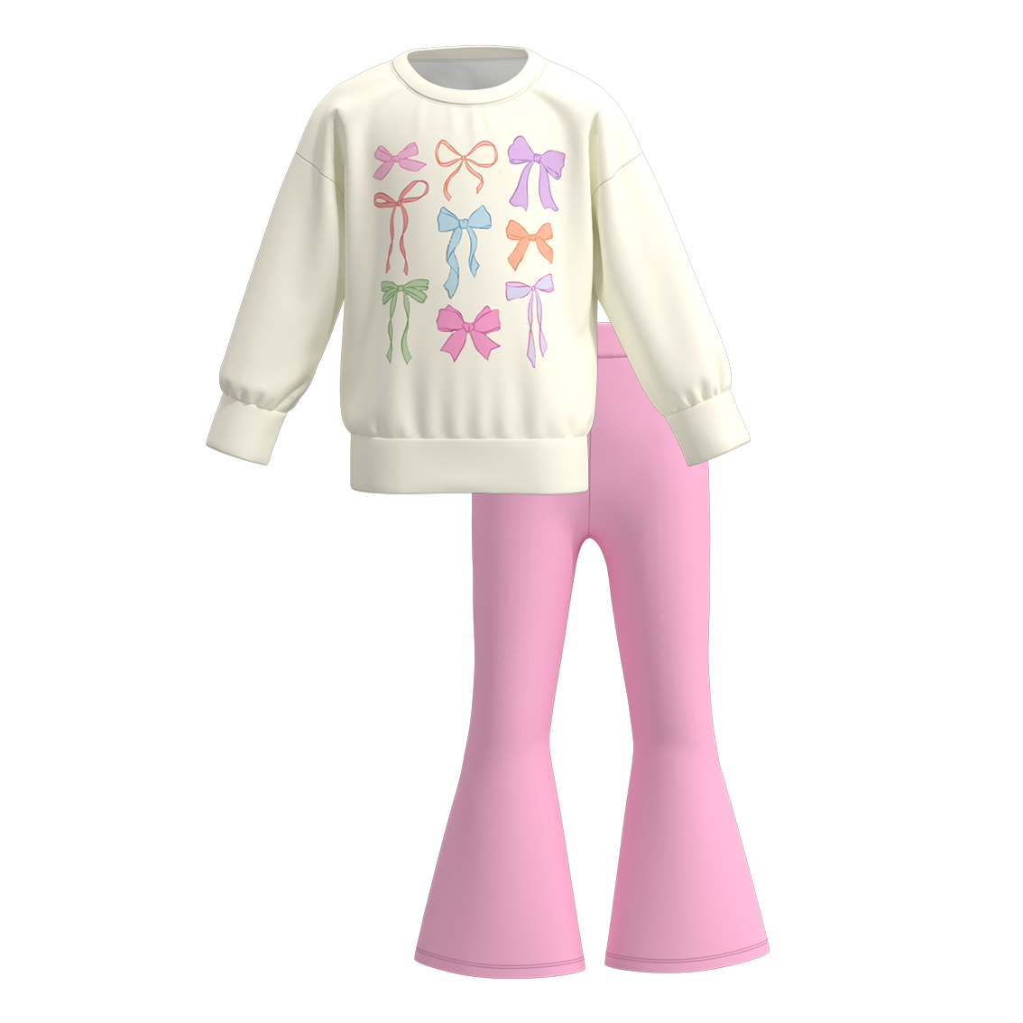 (Pre Order)Girls Valentine's Day Print Sweatshirt Bell Pants Set