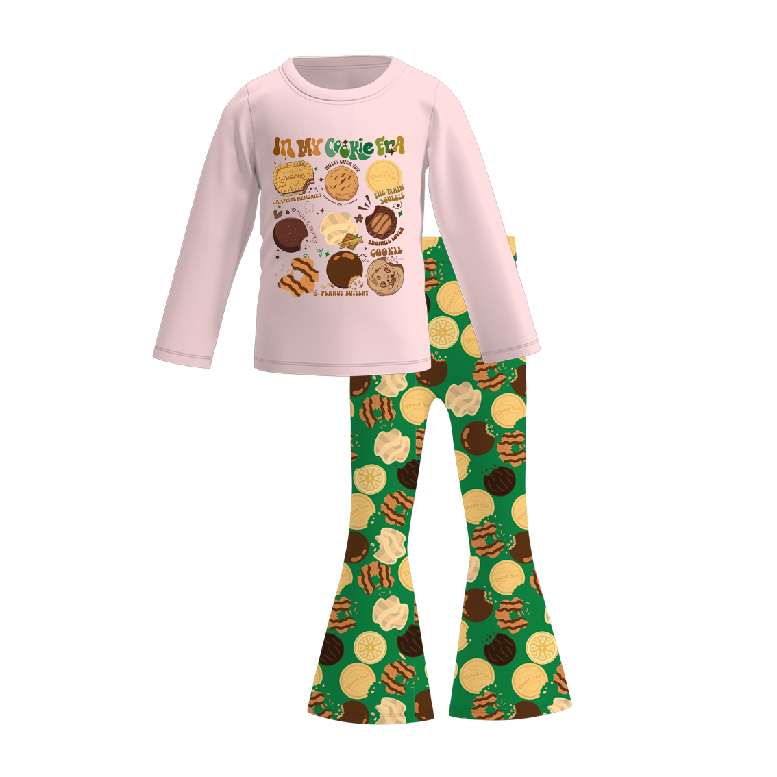 (Pre Order)Girls Fall Dessert Print Bell Pants Set
