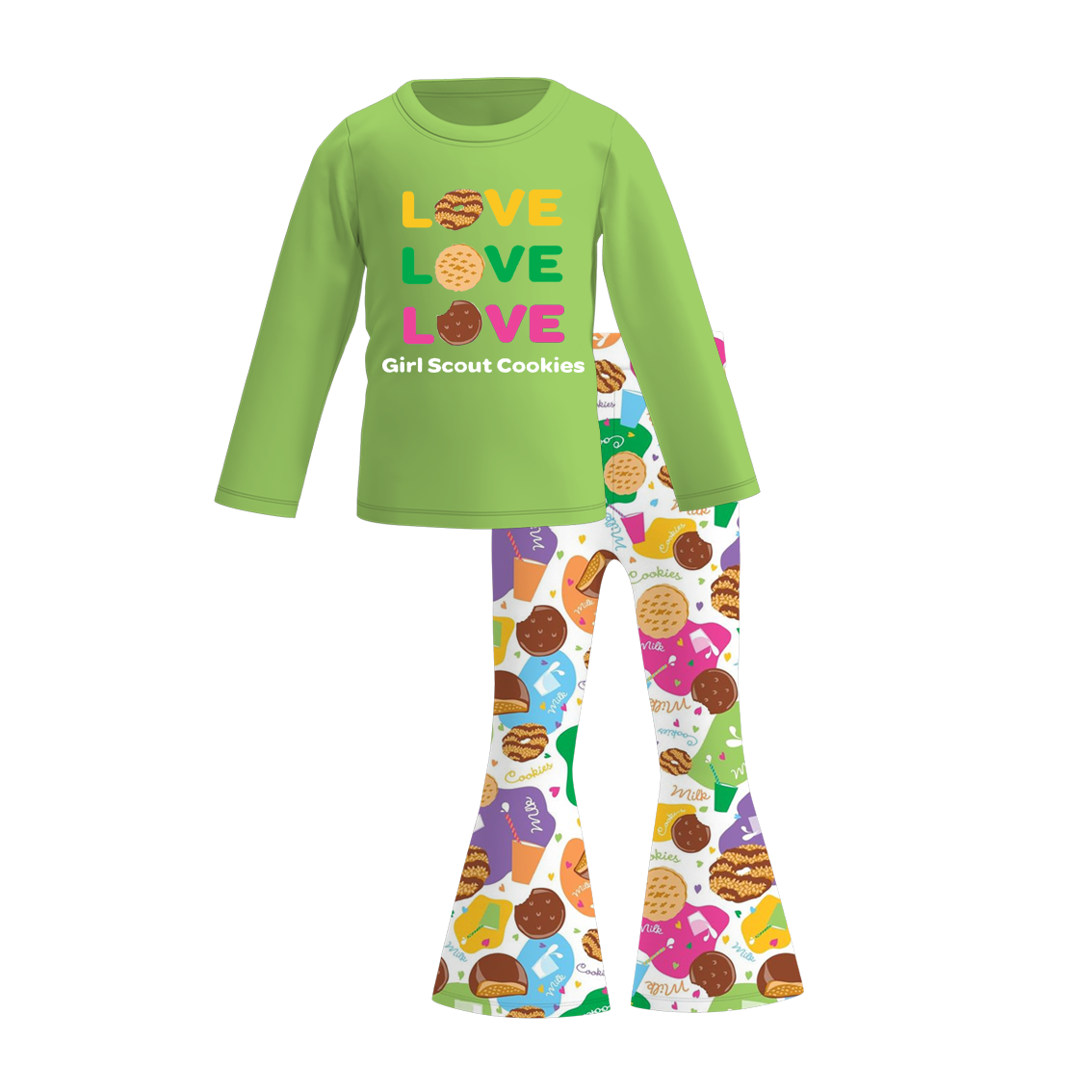(Pre Order)Girls Fall Dessert Print Bell Pants Set