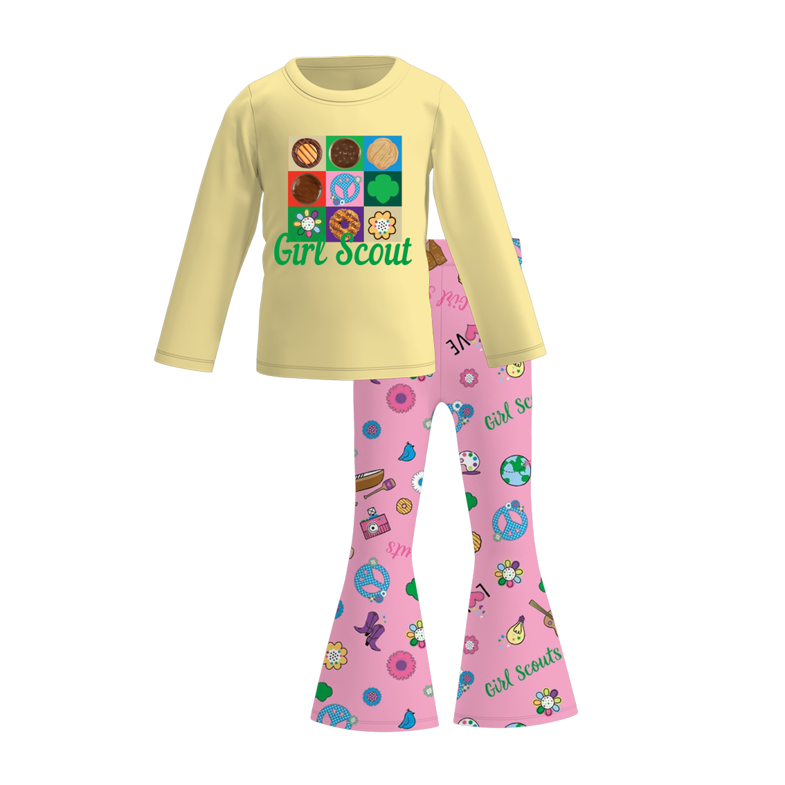 (Pre Order)Girls Fall Dessert Print Bell Pants Set