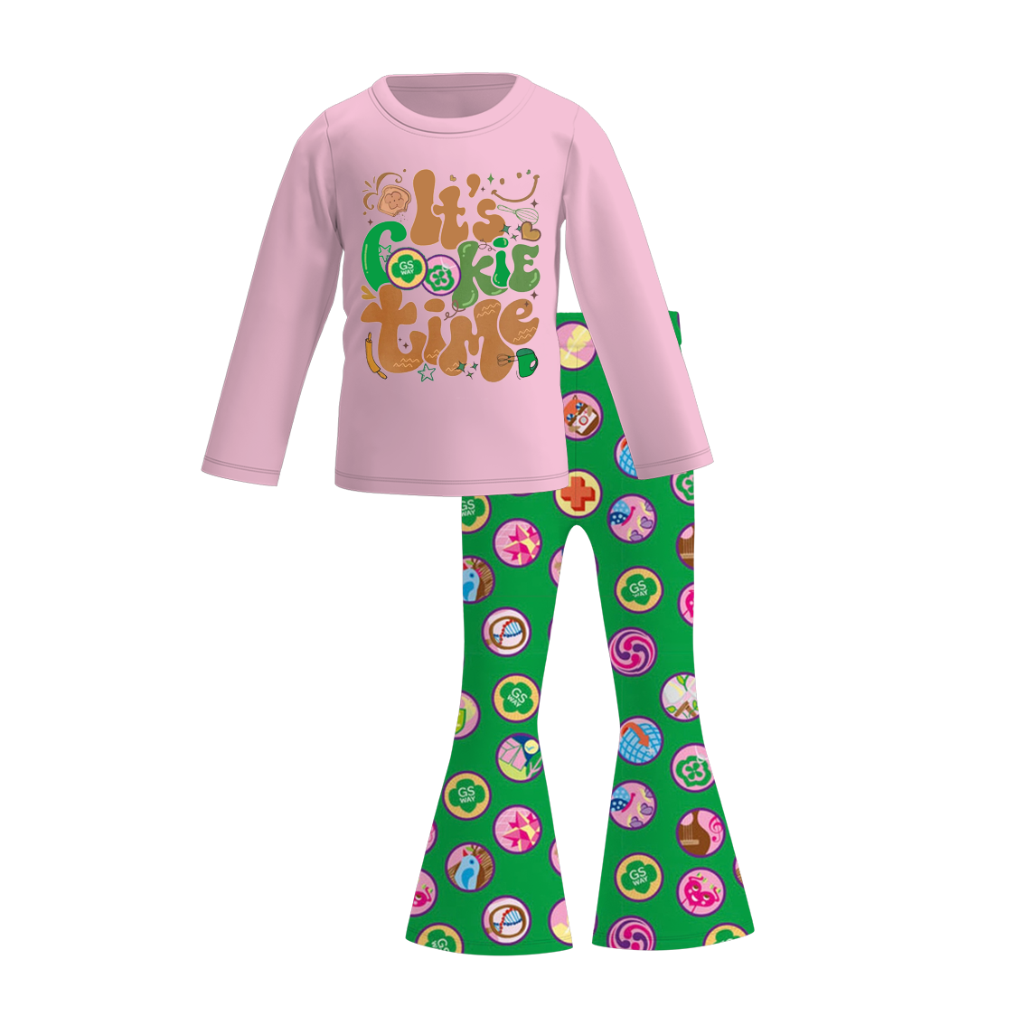 (Pre Order)Girls Fall Dessert Print Bell Pants Set