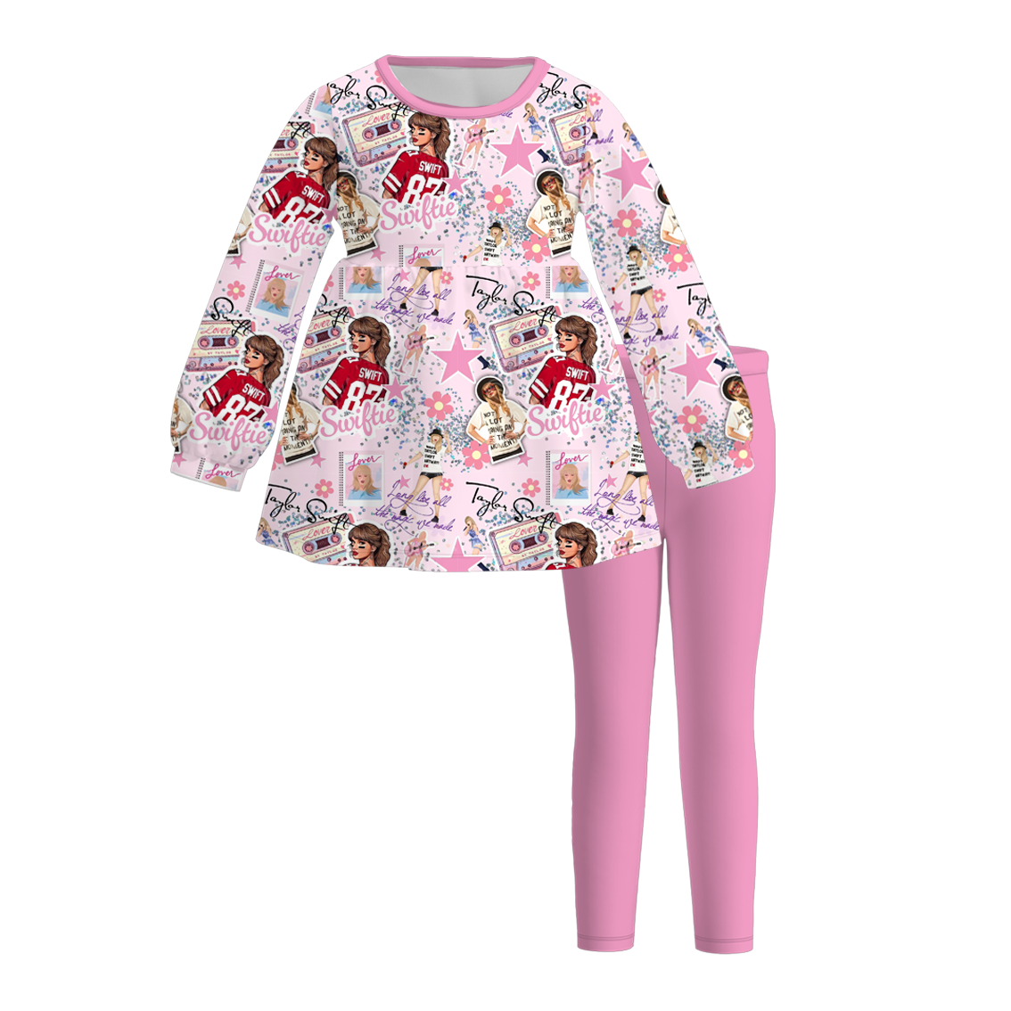 (Pre Order)Girls Fall TS Print Outfit Set
