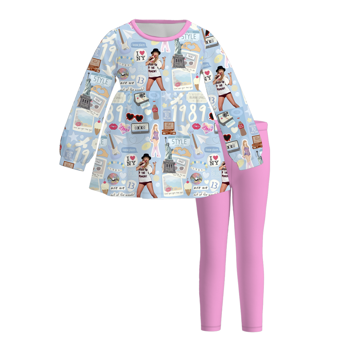 (Pre Order)Girls Fall TS Print Outfit Set