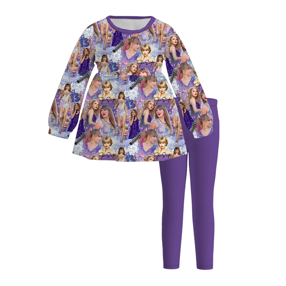 (Pre Order)Girls Fall TS Print Outfit Set