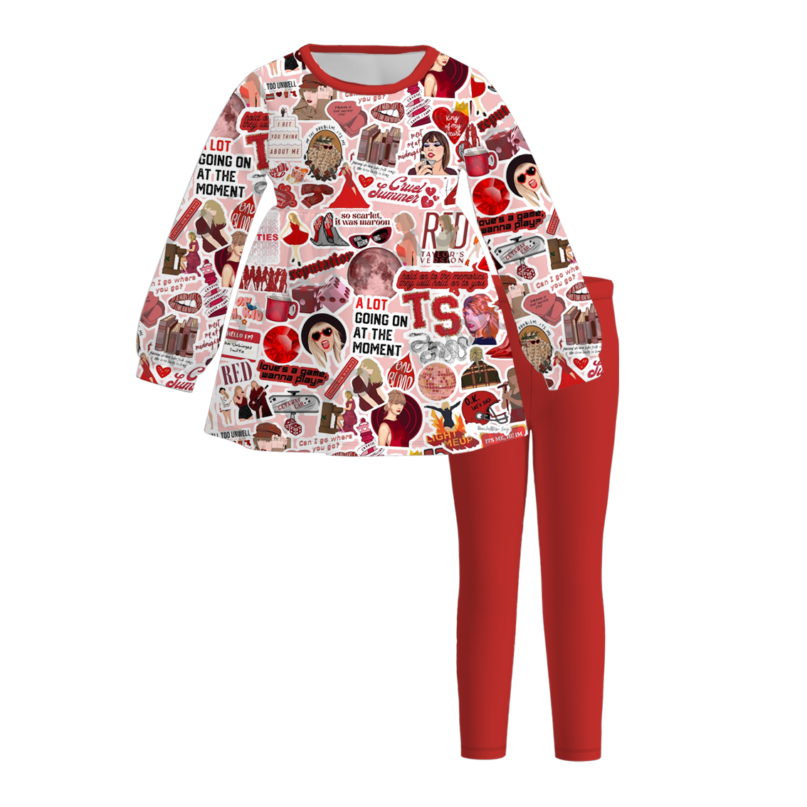 (Pre Order)Girls Fall TS Print Outfit Set