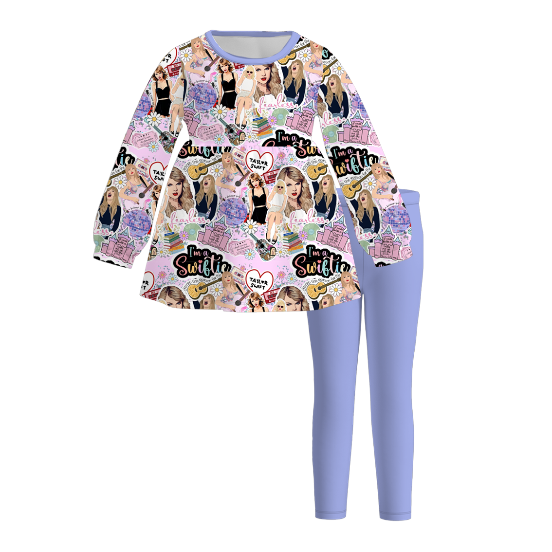 (Pre Order)Girls Fall TS Print Outfit Set