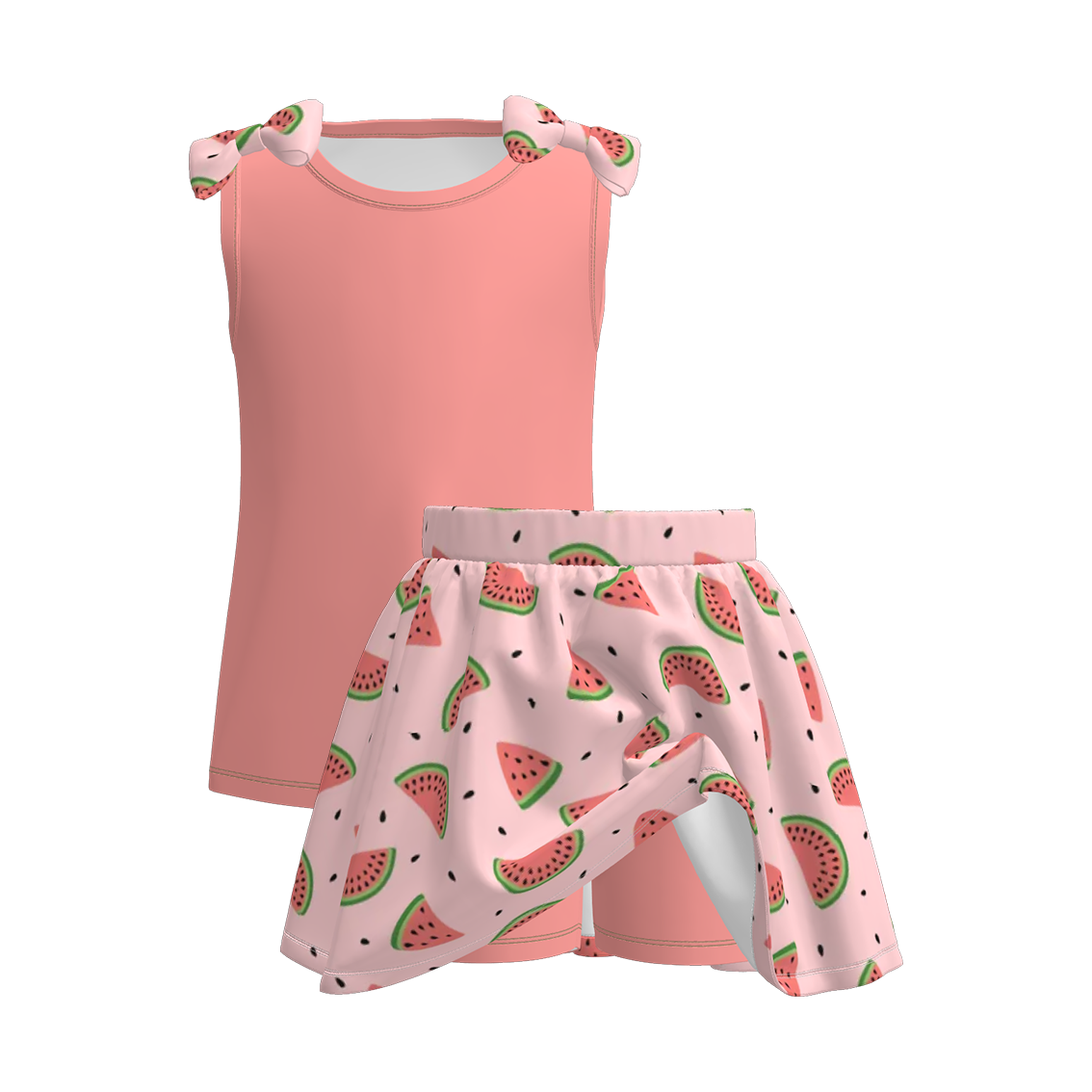 (Pre Order)Girls Summer Print Bow Top Skort Set