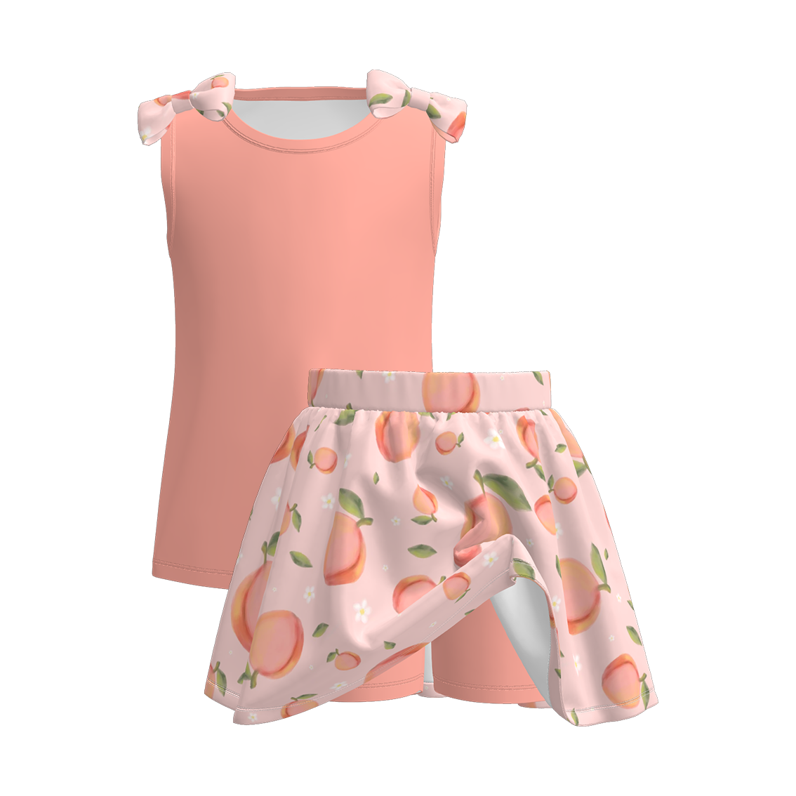 (Pre Order)Girls Summer Print Bow Top Skort Set