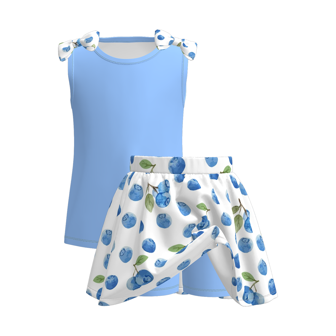 (Pre Order)Girls Summer Print Bow Top Skort Set
