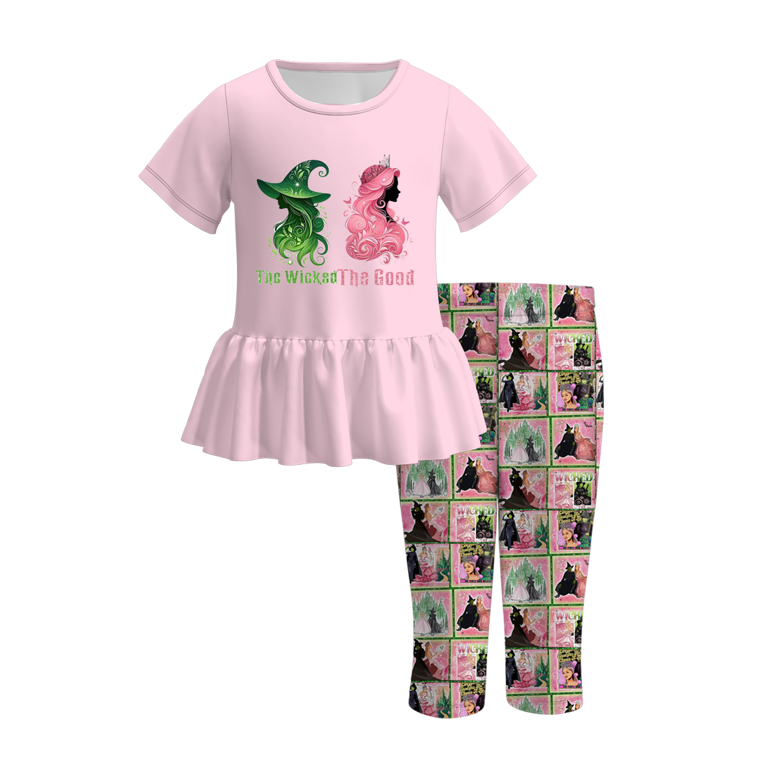 (Pre Order)Girls Spring and Summer Movie Character Print Capris Set