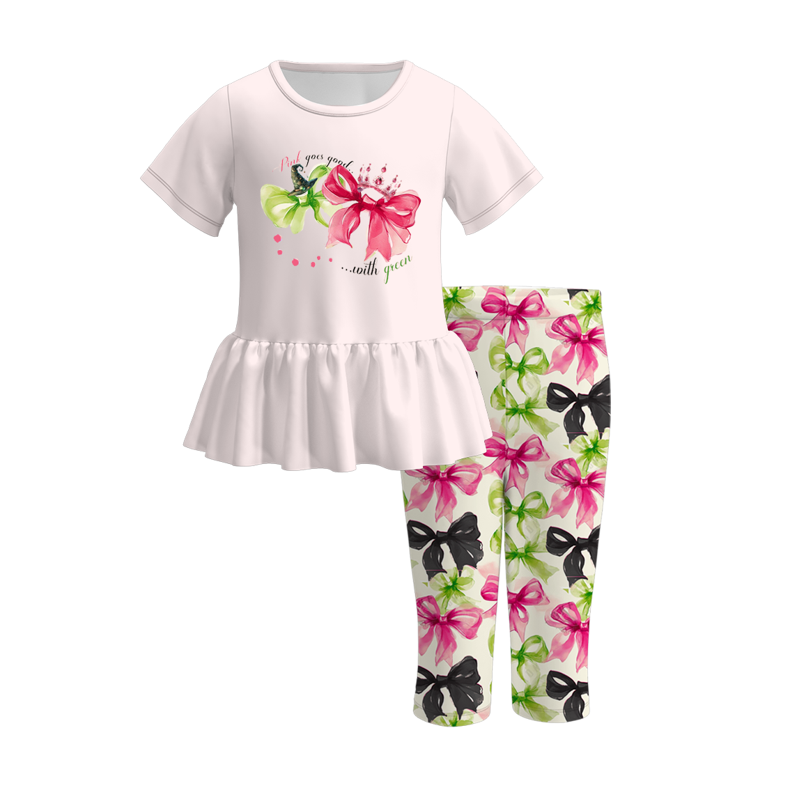 (Pre Order)Girls Spring and Summer Movie Character Print Capris Set