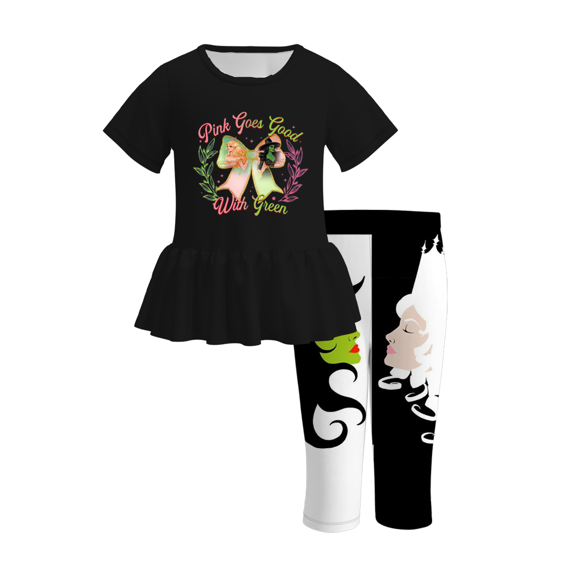 (Pre Order)Girls Spring and Summer Movie Character Print Capris Set