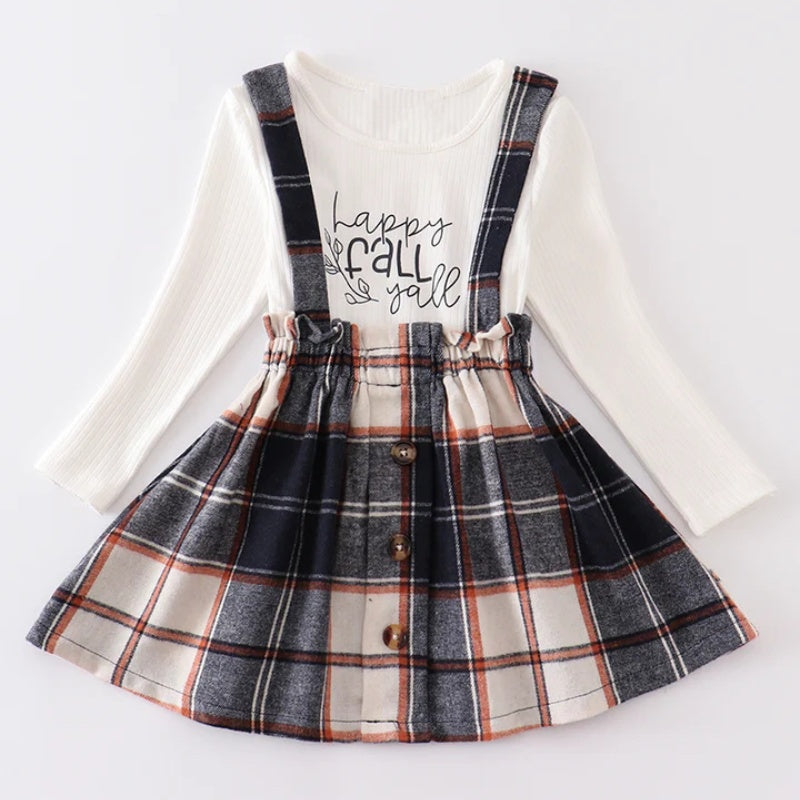 (In Stock L07-04-01)Girls Fall Plaid Skirt Suit