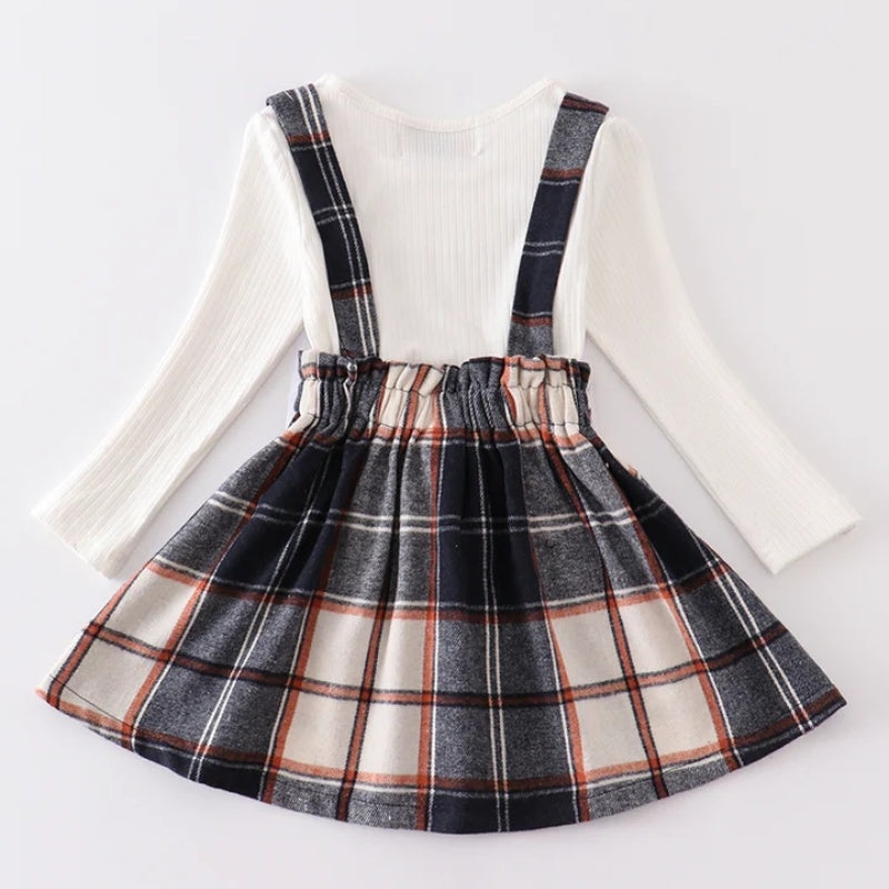 (In Stock L07-04-01)Girls Fall Plaid Skirt Suit