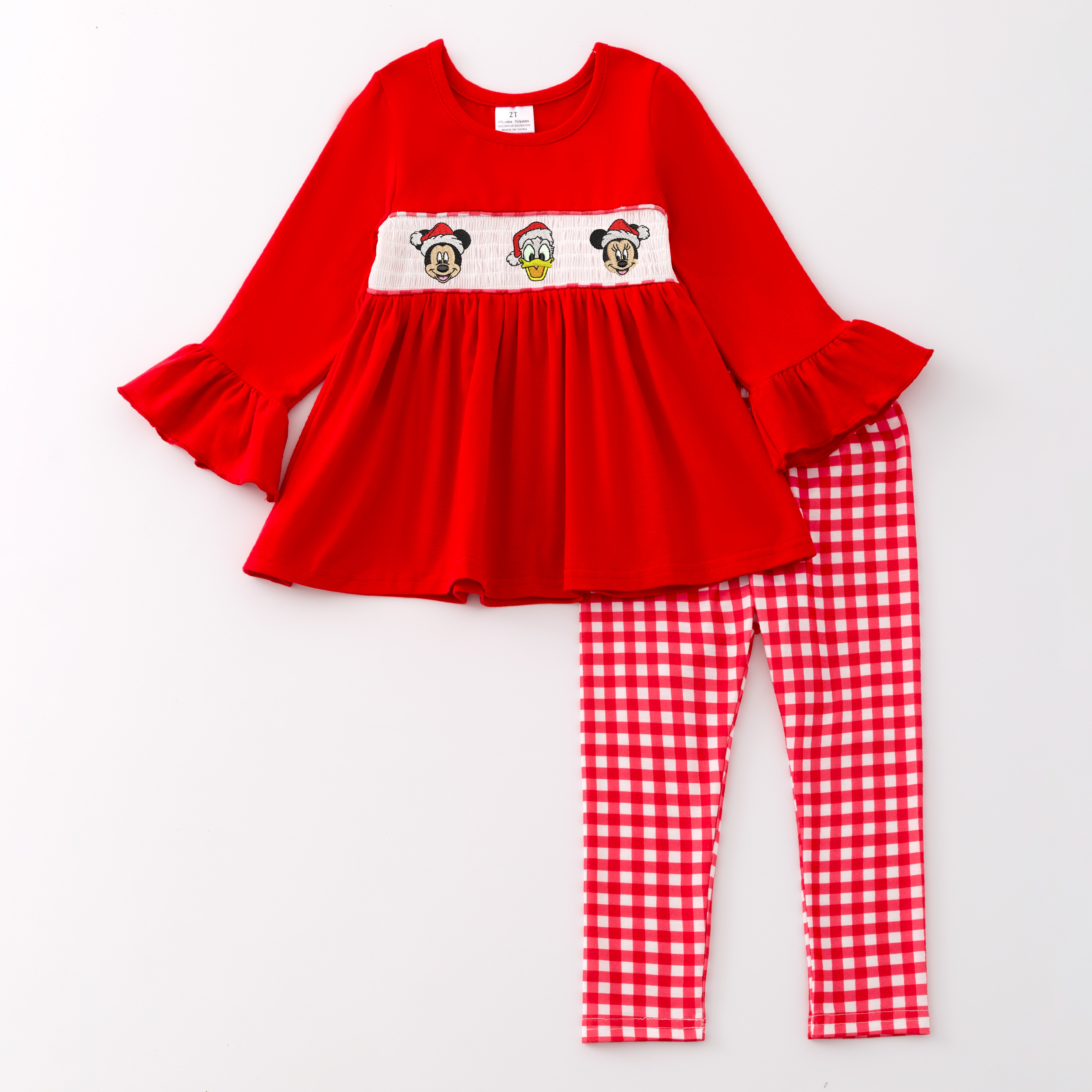 (Pre Order)Girls Christmas Embroidery Smocked Outfit Set