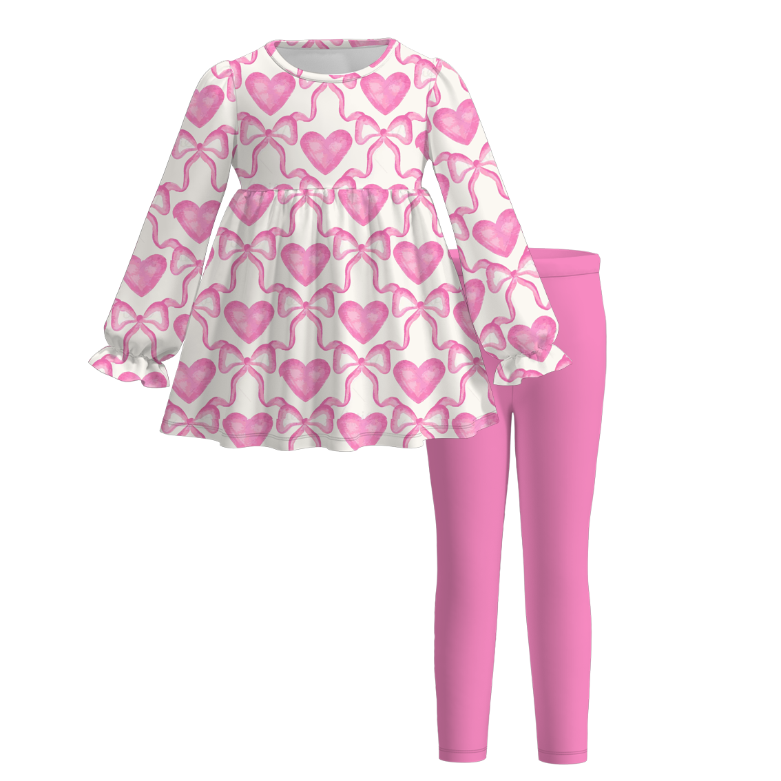 (Pre Order)Girls Valentine's Day Print Outfit Set