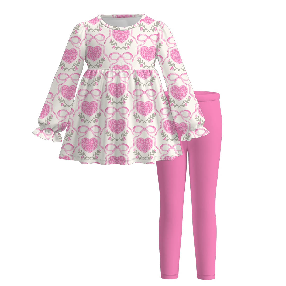 (Pre Order)Girls Valentine's Day Print Outfit Set